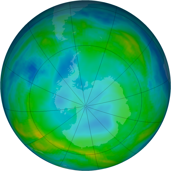 Antarctic ozone map for 27 May 1990